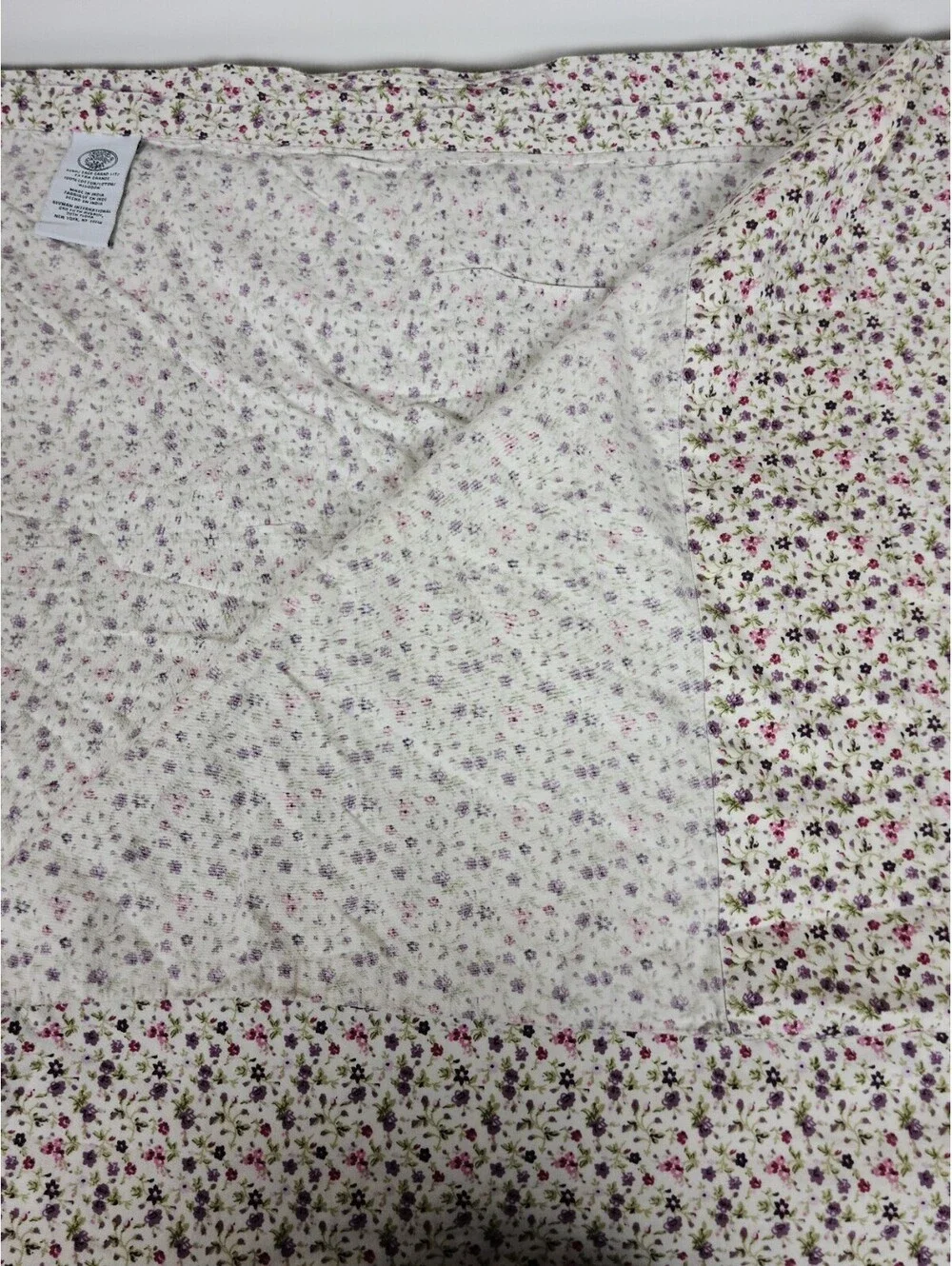 Laura Ashley Pink And Purple Floral Cotton King Flat Sheet